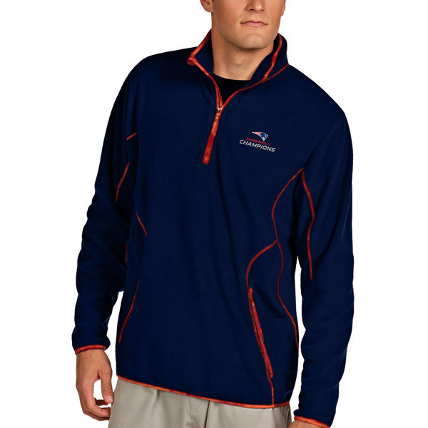 New England Patriots Antigua Super Bowl LI Champions Ice Quarter-Zip Pullover Jacket - Navy/Red